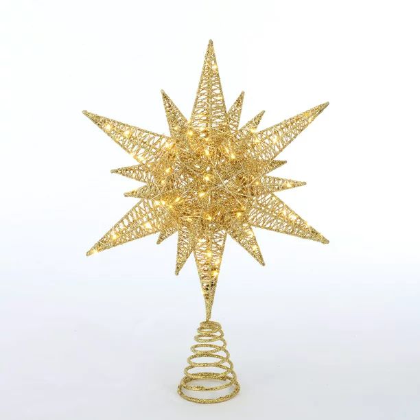 Holiday Time 15.5” LED Champagne Gold Christmas Tree Topper | Walmart (US)