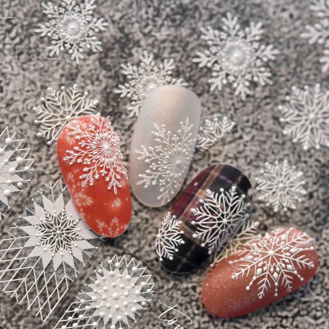 Snowflake Nail Stickers, Winter Nail Decals, Nail Design Art, DIY Nails, 5D Nails - Etsy | Etsy (US)