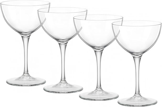 Bormioli Rocco Novecento Stemware, Set Of 4 Martini Glasses, And Cocktail Glass , 8 Oz, Crystal C... | Amazon (US)