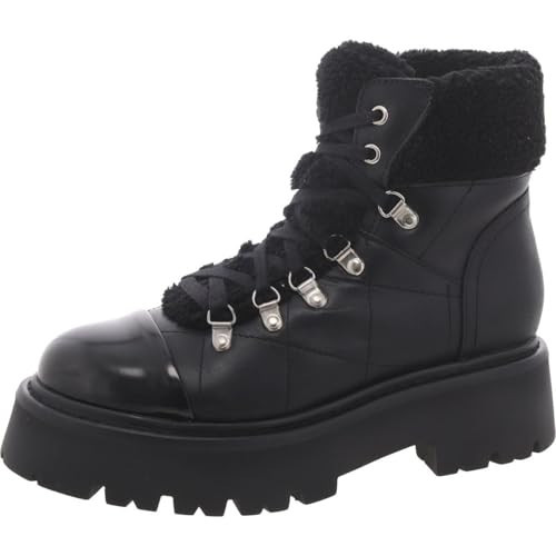 Steve Madden Women's Reyen Combat Boot, Black Leather, 8.5 | Amazon (US)