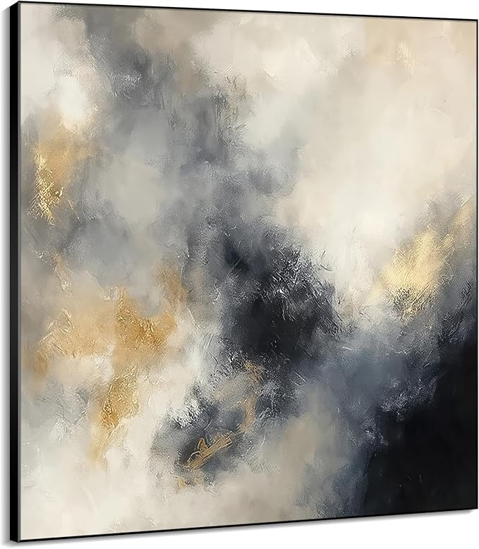 60"x60" XL Framed Wall Art - Blue Horizon Seascape Tranquil Ocean Waves Under Soft Beige Sky (Fra... | Amazon (US)