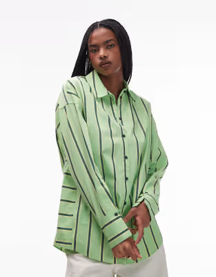 Topshop oversized shirt in green and yellow stripes | ASOS (Global)