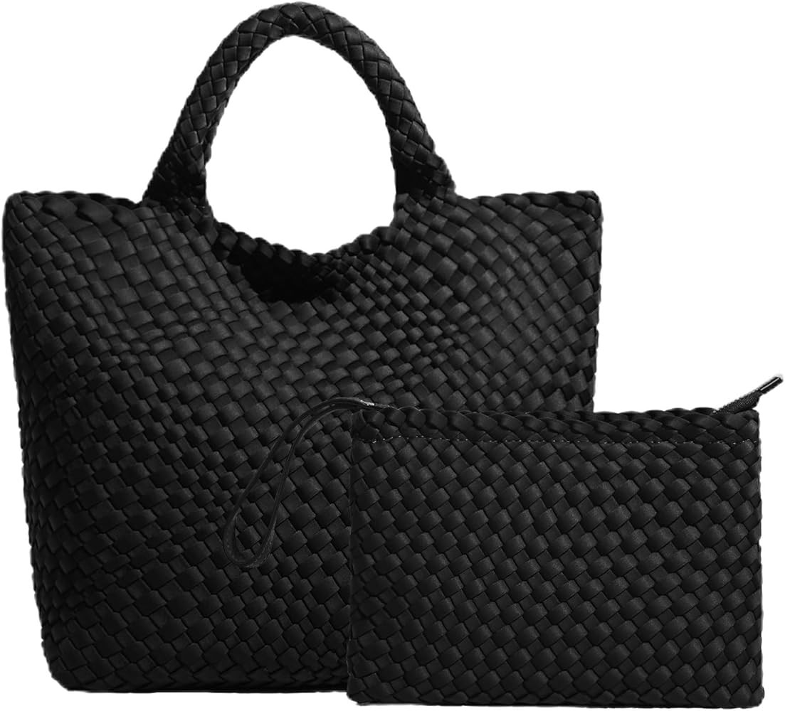 JINMANXUE Woven Hobo Bag For Women Neoprene Tote Bag Large Capacity Handbag Patchwork Handmade Ca... | Amazon (US)