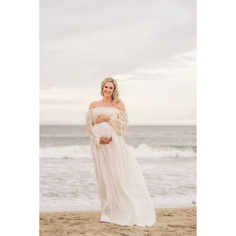 Lace Boho Maternity Wedding Dress Boho Bride Maternity Gown for Photography Shoot Boho Elopement ... | Etsy (US)