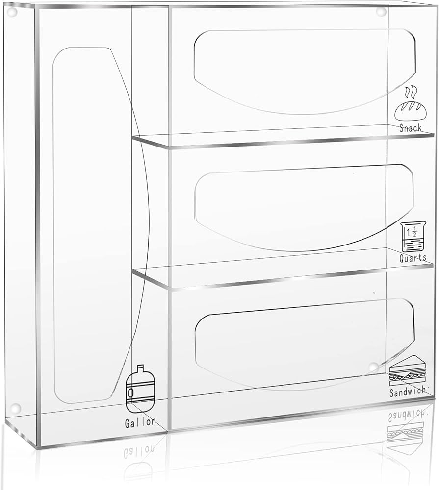 Ziplock Bag Storage Organizer Holders Acrylic Food Plastic Baggie Dispenser Applicable Kitchen Dr... | Amazon (US)
