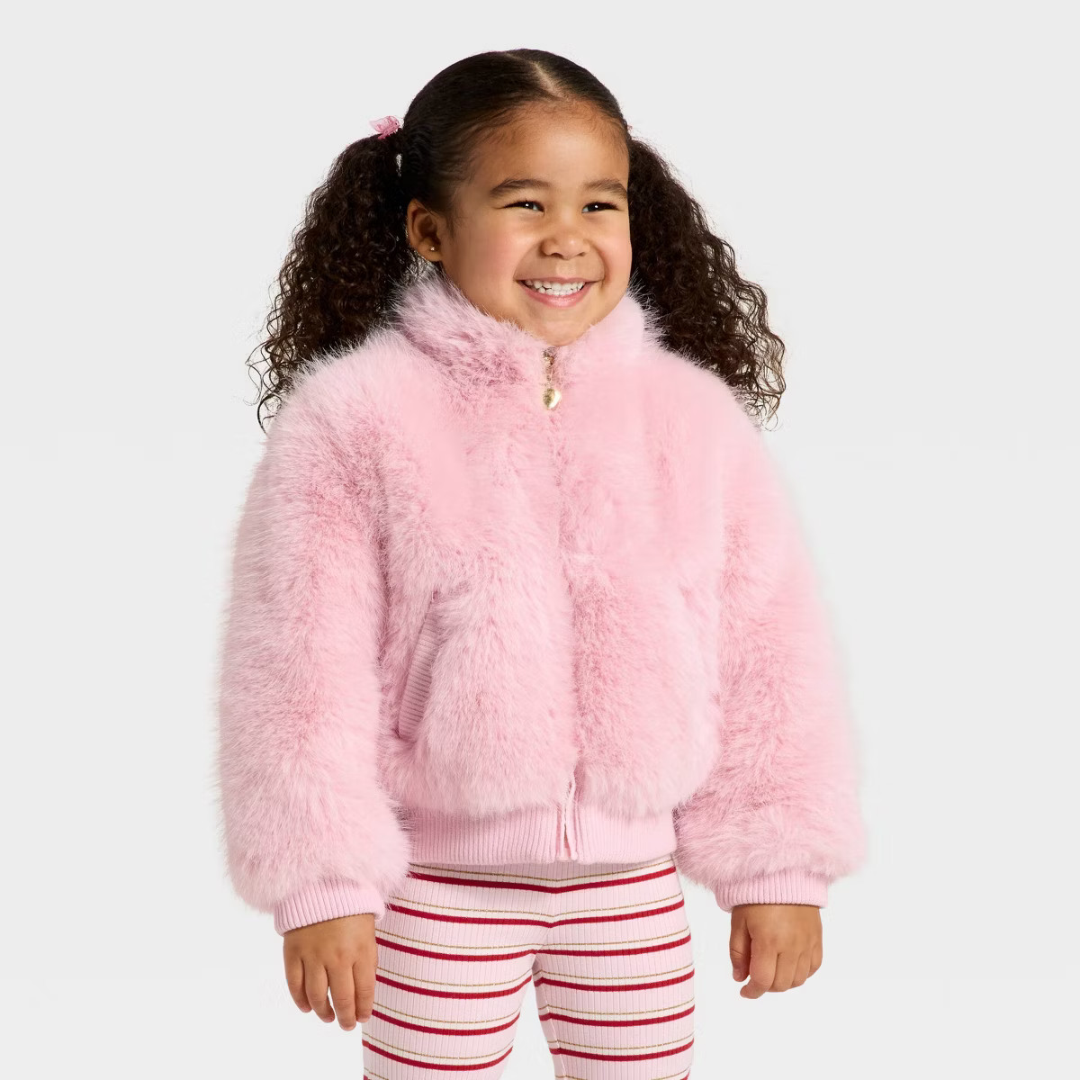 Toddler Girls' Faux Fur Bluson Jacket - Cat & Jack™ Pink | Target
