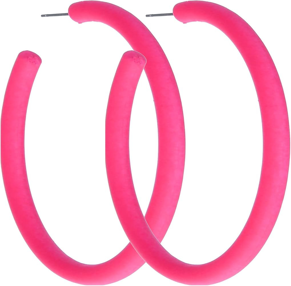Neon Retro Acrylic Large Hoop Earrings - 80s 90s Style - Colorful Big Hoop Statement Earrings - H... | Amazon (US)