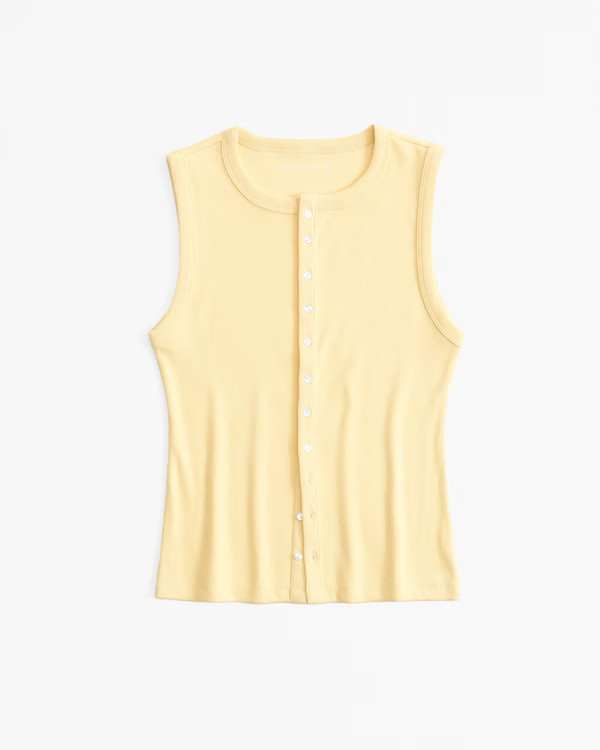 Rib Crew Button-Up Top | Abercrombie & Fitch (US)