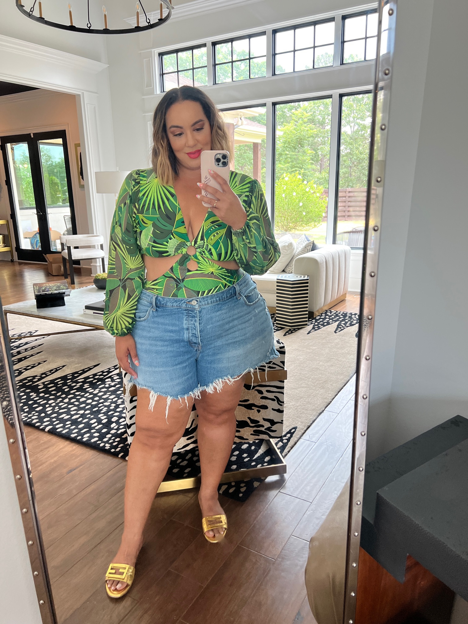 Swim swimsuit palm print plus curvy size 18/20 2X eloquii xoq long sleeve uv 

#LTKcurves #LTKswim