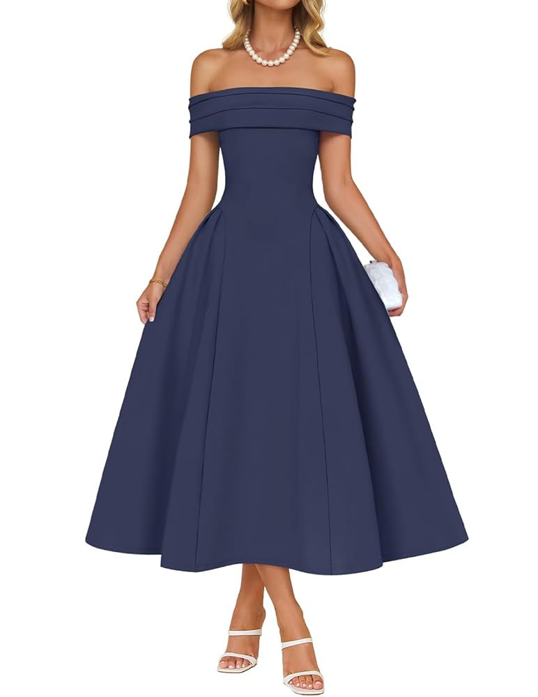ZESICA Cocktail Dresses for Women's Elegant Off Shoulder Short Sleeve Swing A Line Wedding Evenin... | Amazon (US)