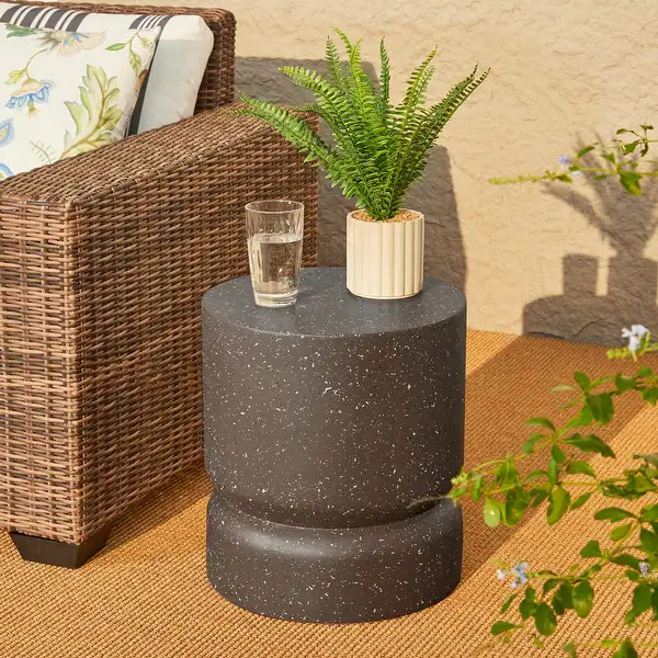 Glitzhome 17"H Multi-functional MGO Garden Stool Outdoor Table - Coffee | Bed Bath & Beyond