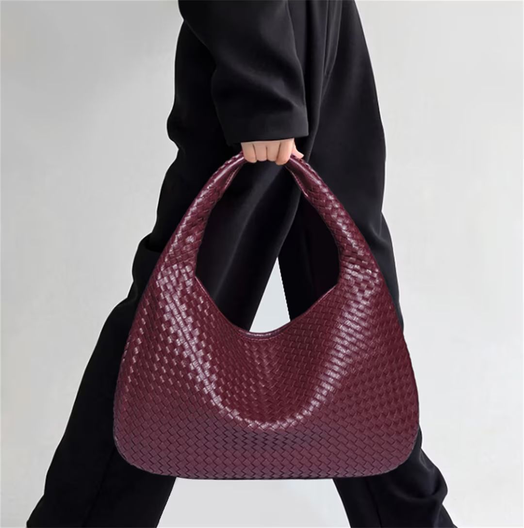 Leather Dumpling Bag Designer Bag Vegan Leather Knot Woven - Etsy | Etsy (US)