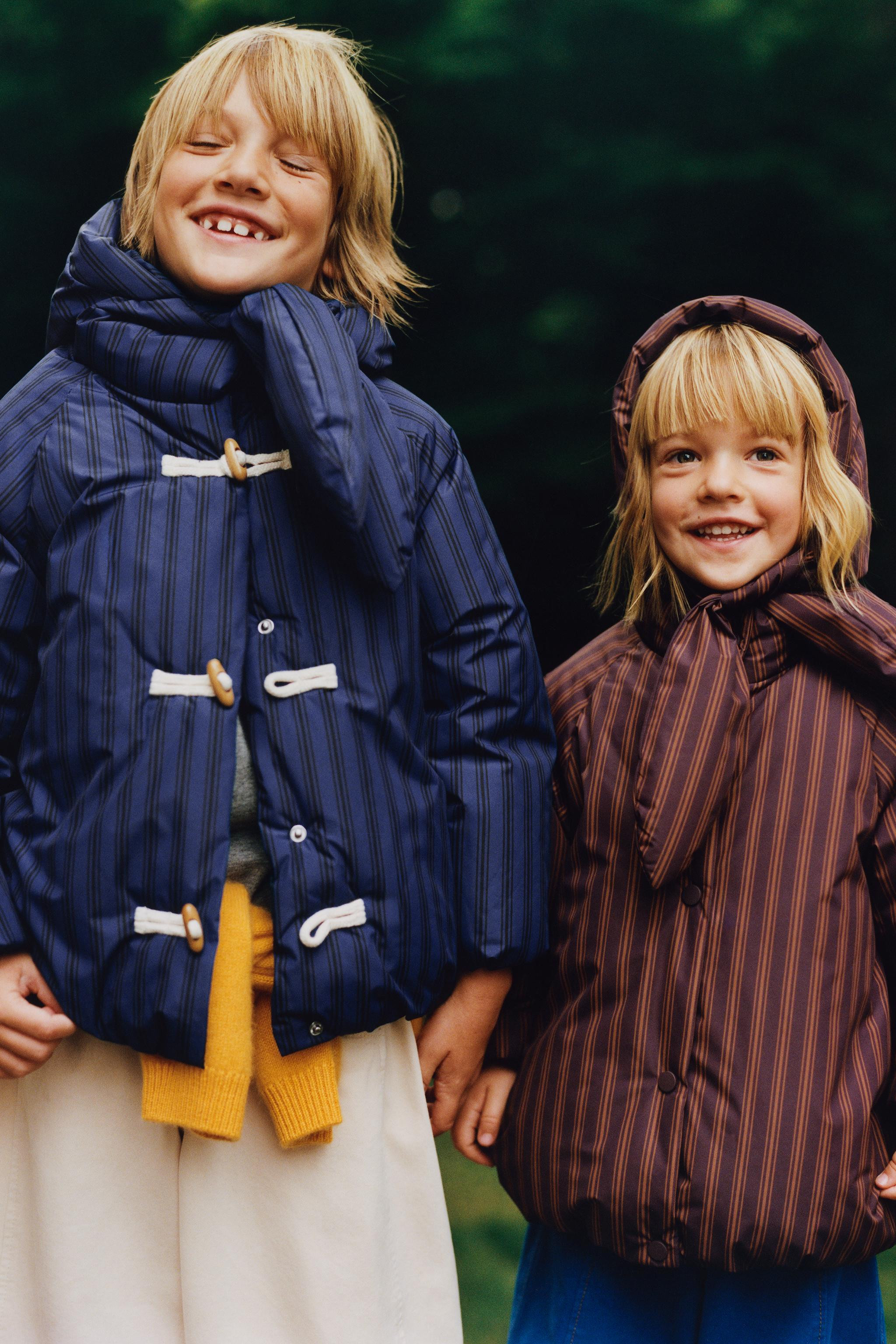 ZARA TIMELESS - STRIPED COAT WITH DETACHABLE HOODIE AND FROG FASTENING | Zara US