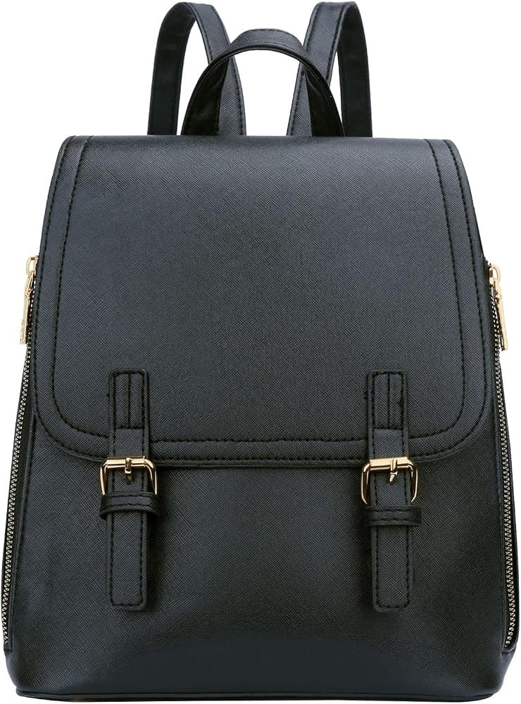 KKXIU Stylish Small Backpack Bag for Women Synthetic Leather Mini Bookbag Purse with Multiple Poc... | Amazon (US)