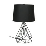 Geometric Black Matte Wired Table Lamp with Fabric Shade | Walmart (US)