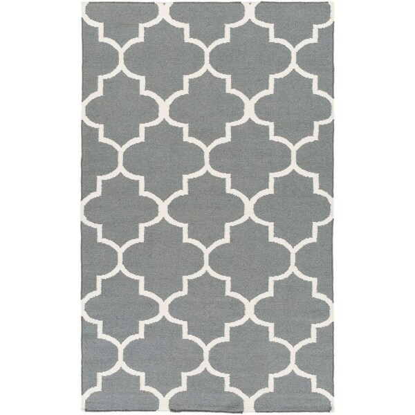 Hand-Woven Emma Trellis Reversible Flatweave Wool Rug - 8' x 10' - 8' x 10' - Charcoal | Bed Bath & Beyond