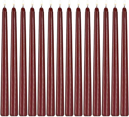 Howemon 14 Pack Dark Red Taper Candles 12 Inch Tall 3/4 Inch Thick Burn 10 Hours (Burgundy) | Amazon (US)