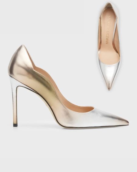 Stunning! The subtle metallic ombre and curved detailing gives a bold update to the classic pump. Would be so fun for a fall or winter bride!

#LTKstyletip #LTKwedding