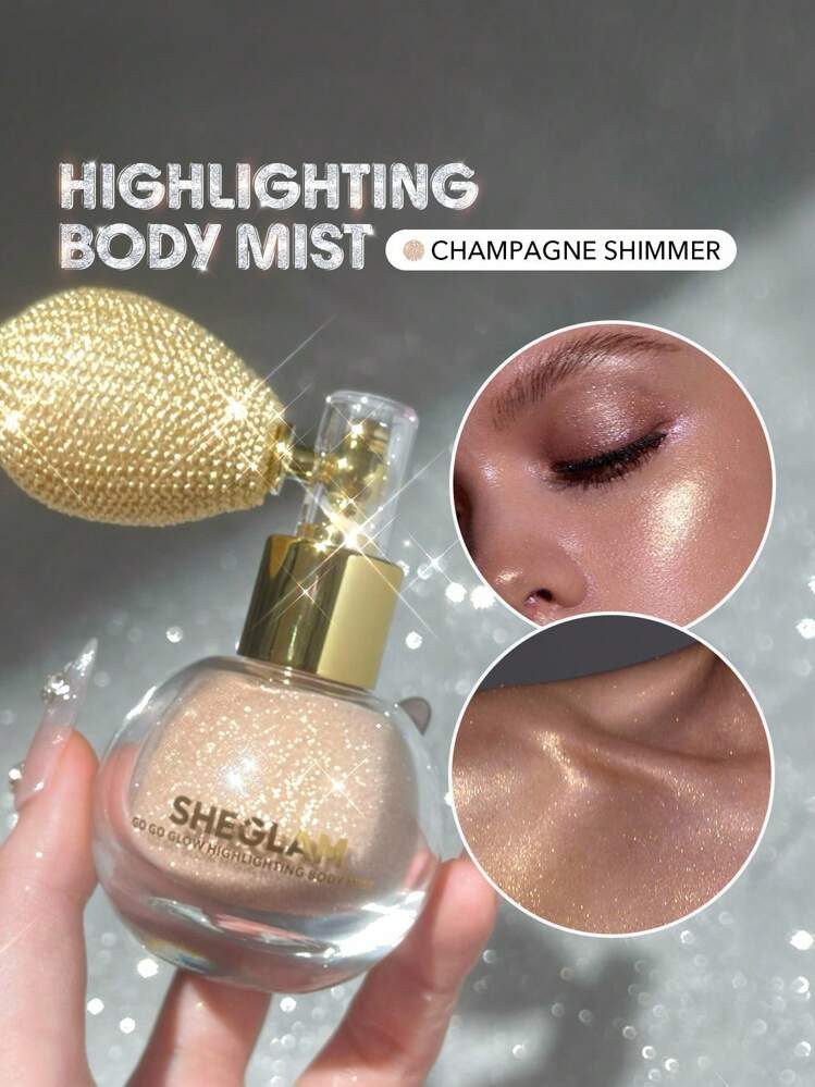 SHEGLAM Go Go Glow Highlighting Body Mist-Champagne Shimmer Brand Beauty Makeup Cosmetic For Women Girls Perfect For Fall Winter Ideal For Y2K Fancy Fashion Suitable For Birthday Present Halloween Party Ready Best Color | SHEIN