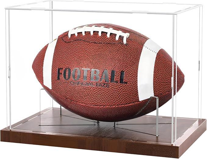 Football Display Case Acrylic Clear, Football Stand Holder Full Size with Solid Wood Base, UV Pro... | Amazon (US)