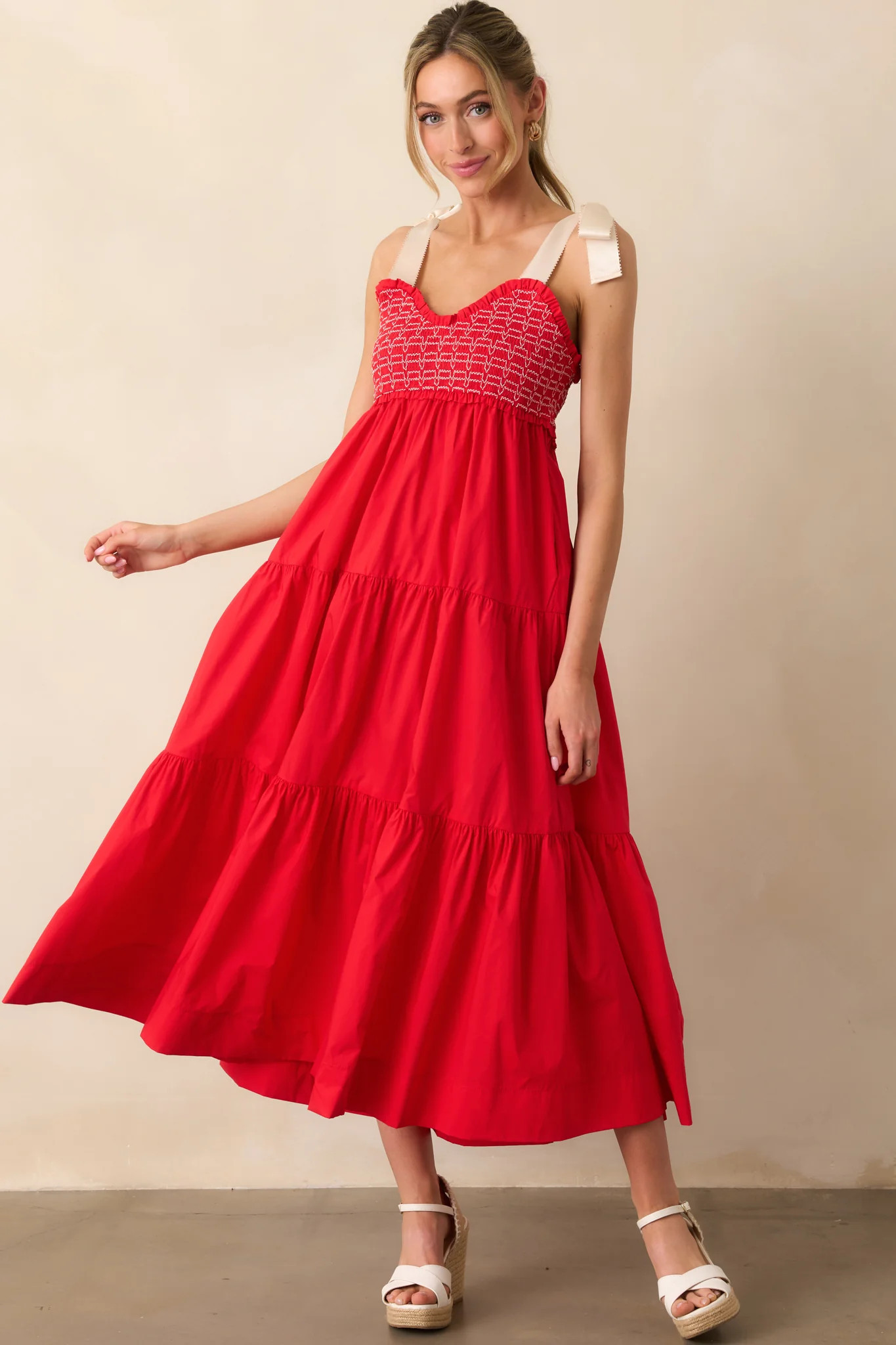 The Felicity Red Cotton Maxi Dress | Red Dress