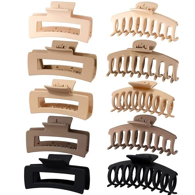 10 Pack 4.4" Large Hair Clips,Claw Clips,Hair Clips for Women & Girls,2 Styles 5 Colors Internal ... | Amazon (US)