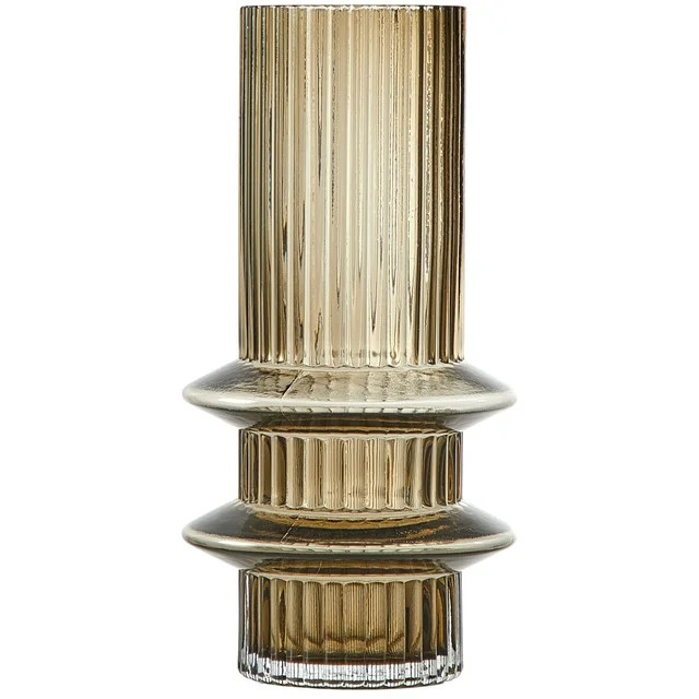 Beautiful 8.5" Tall Ribbed Oyster Gray Tubular Glass Vase by Drew Barrymore, 3.93" D - Walmart.co... | Walmart (US)