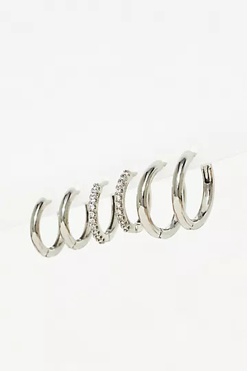Set of Three 14k Gold Huggie Earrings | Anthropologie (US)
