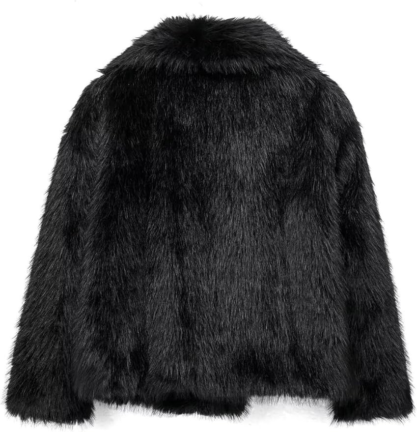 Women's Lapel Faux Fur Jackets Winter Warm Long Sleeve Coats Open Front Fluffy Outerwear | Amazon (US)
