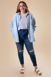 Oversized Demi Denim Shirt | Gia Rose LLC