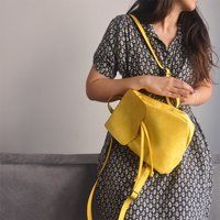 Mini Backpack - Yellow Bag Vegan Convertible | Etsy (US)