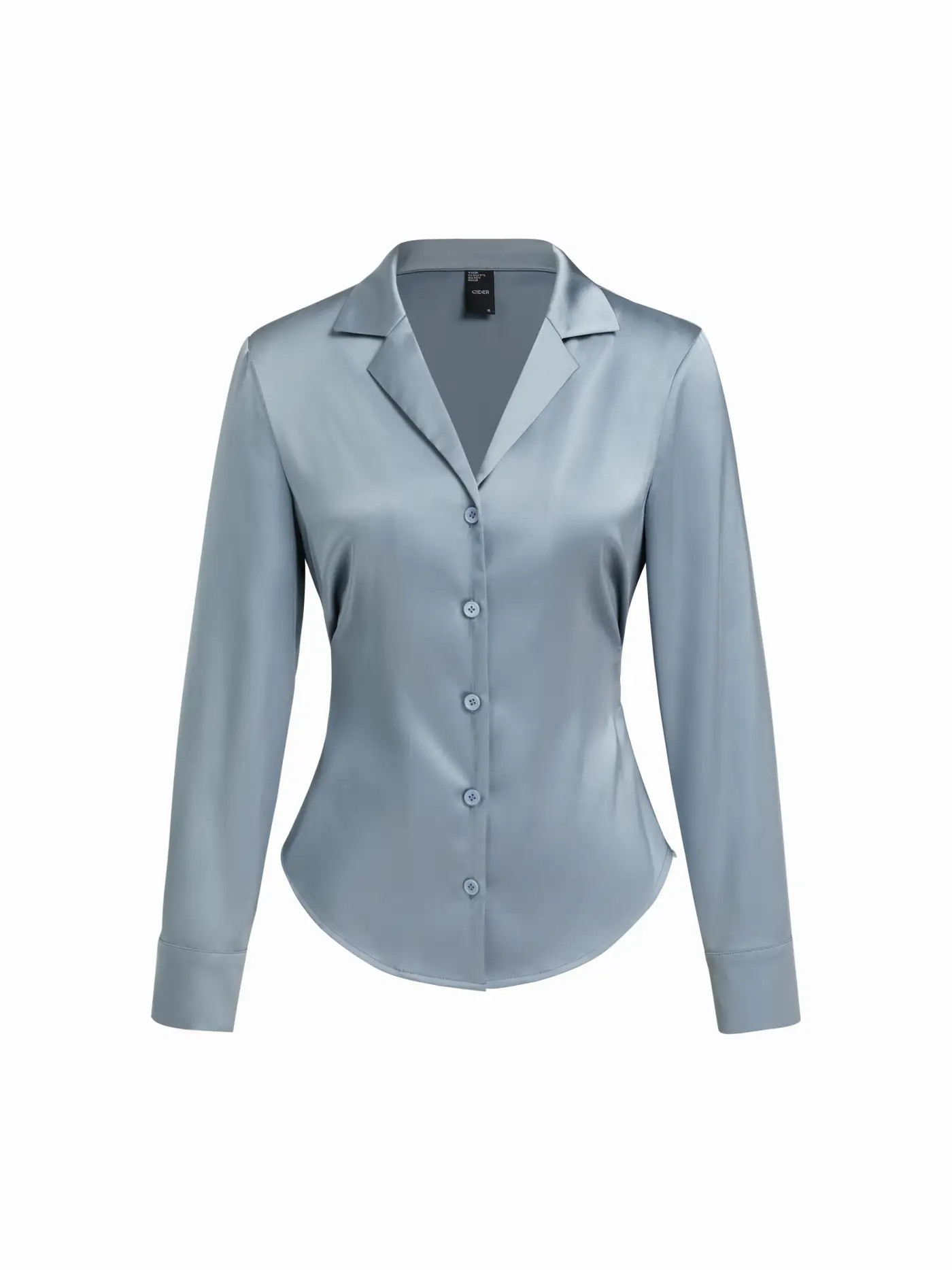 Satén Camisa de manga larga con cuello de satén, dobladillo curvo y cintura ajustada For Inform... | Cider