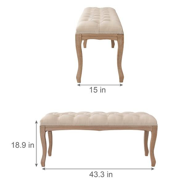 Wood Bed Bench, Upholstered Ottoman, Tufted Bench for Bedroom Entryway - 43.31"L x 14.96"W x 18.9... | Bed Bath & Beyond