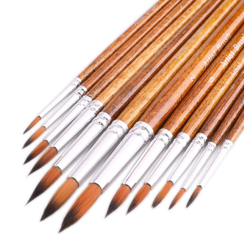 Artist Watercolor Paint Brushes, Round Pointed Tip Paint Brushes Set, 12pcs Different Sizes Detai... | Amazon (US)