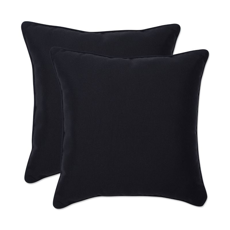 Outdoor 2-Piece Square Toss Pillow Set - Black Fresco Solid | Target