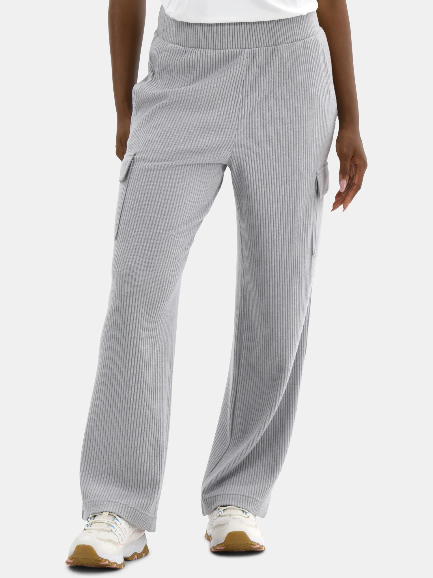 Avia Women’s and Women's Plus Corded Ribbed Seamed Wide-Leg Pants, Sizes XS-4X | Walmart (US)