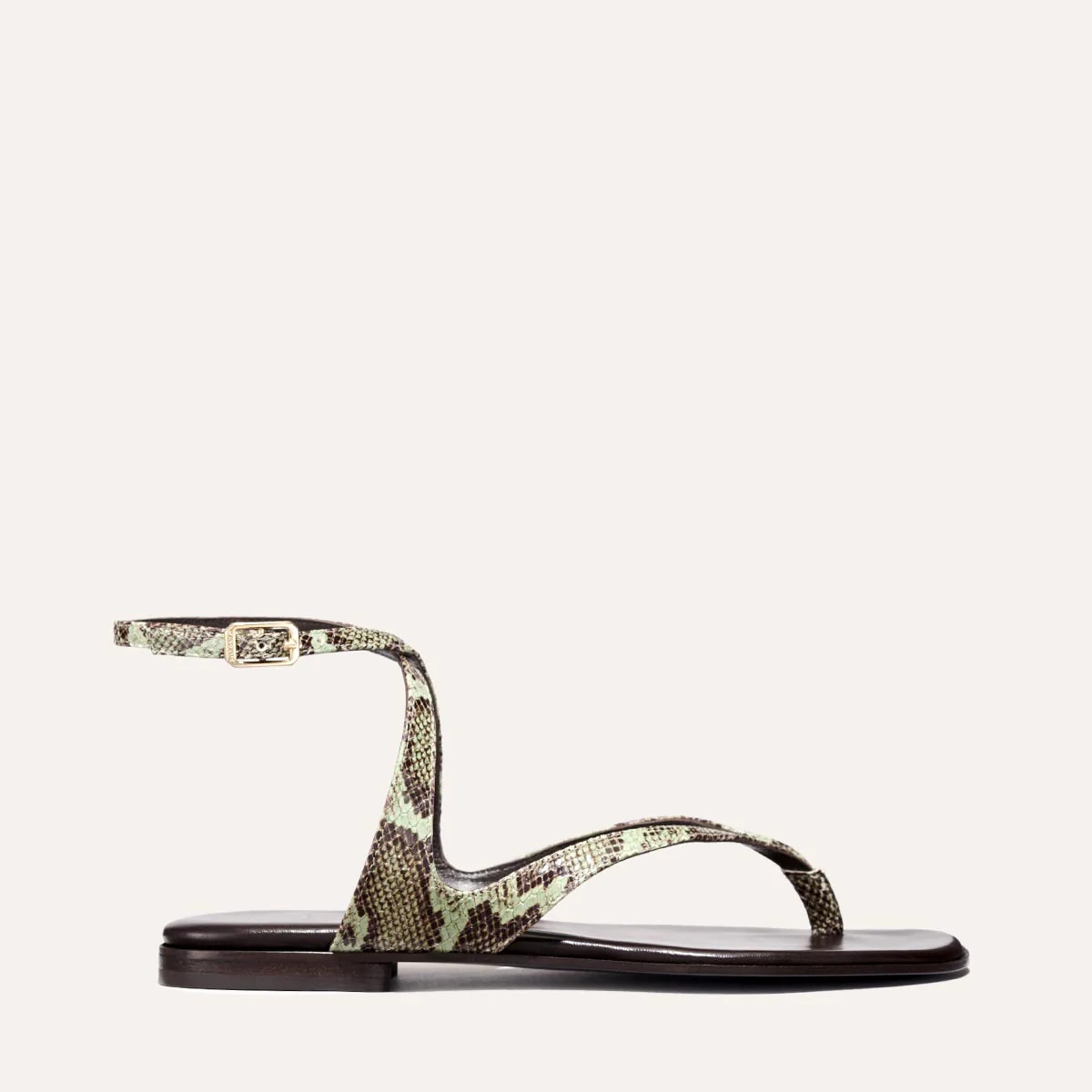The Palermo Sandal - Mint Chocolate Python Embossed | Margaux