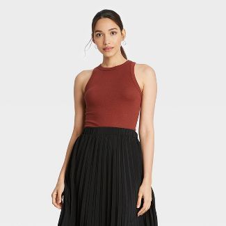 Women&#39;s Ribbed Tank Top - A New Day&#8482; Brown XS | Target