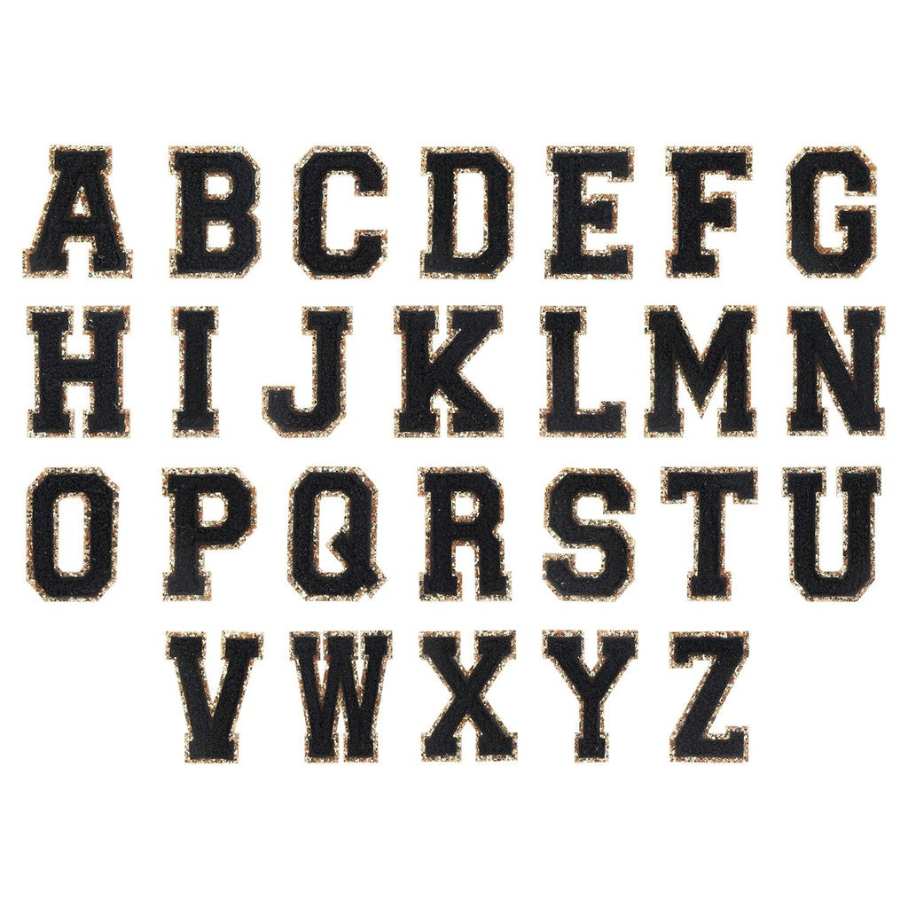 Noir Glitter Varsity Letter Patches | Stoney Clover Lane