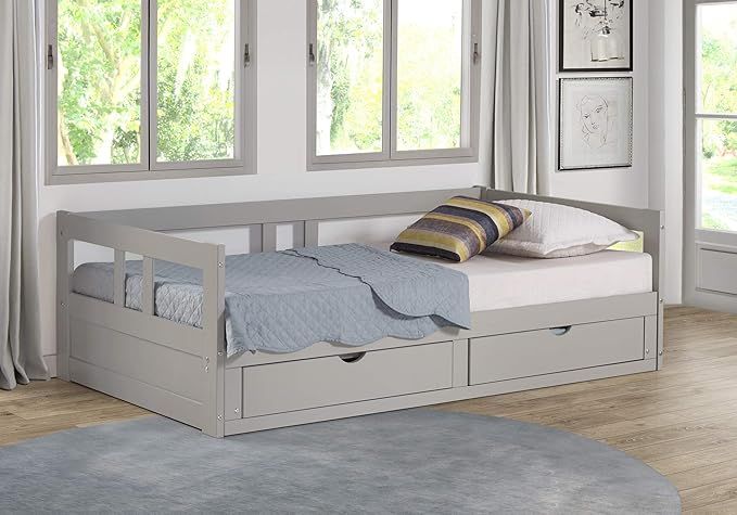 Alaterre Furniture Melody Extendable Bed Daybed, Dove Gray | Amazon (US)