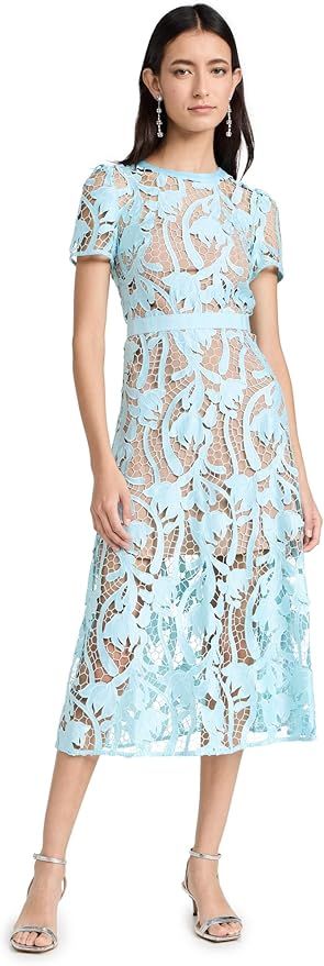 Women's Light Blue Lace Midi Dress | Amazon (US)