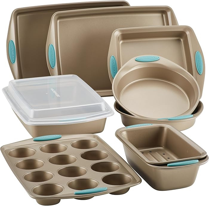 Rachael Ray 47578 Cucina Nonstick Bakeware Set with Grips Includes Nonstick Bread Pan, Baking She... | Amazon (US)