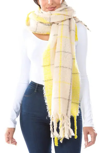 MARCUS ADLER Color Pop Plaid Scarf in Yellow at Nordstrom Rack | Nordstrom Rack