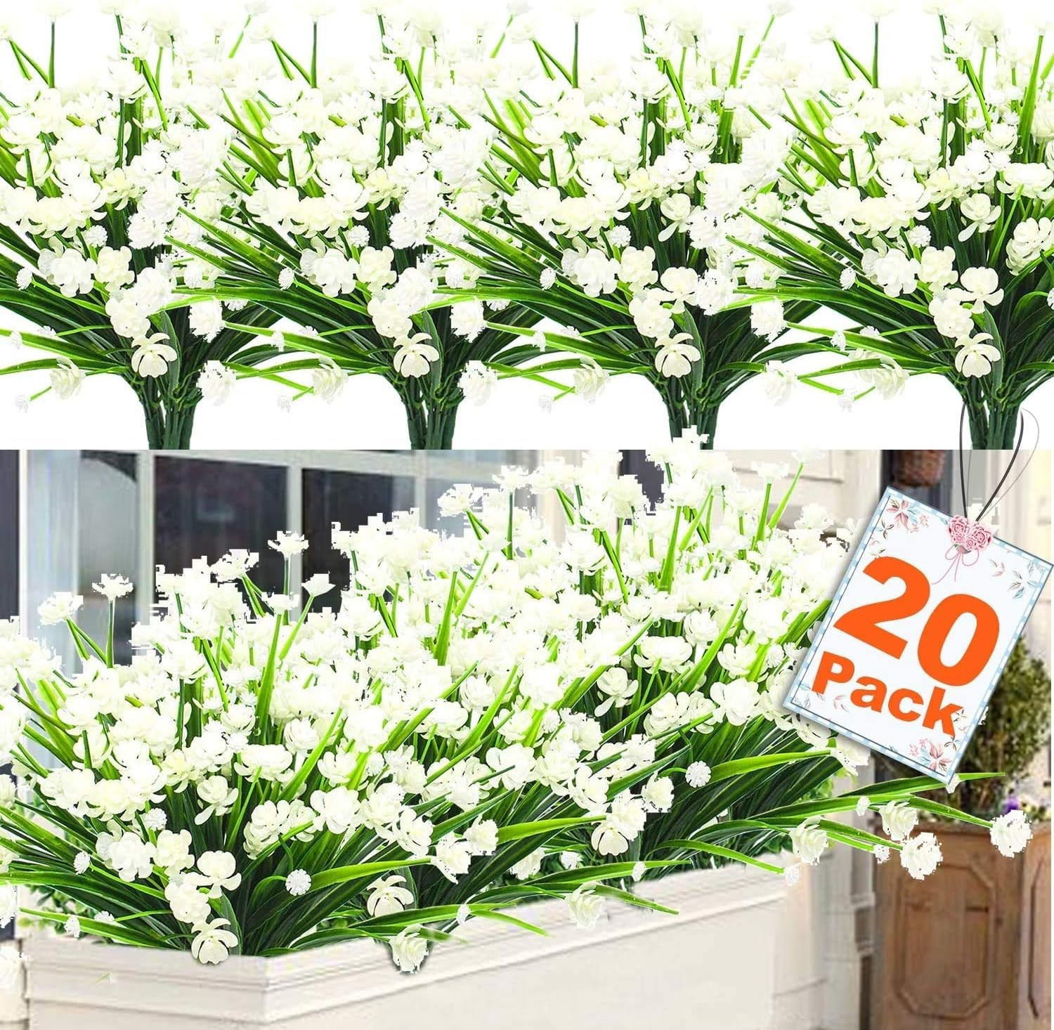 TURNMEON 20 Bundles Artificial Flowers for Outdoors Fake Plants Summer Easter Decor, UV Resistant... | Amazon (US)