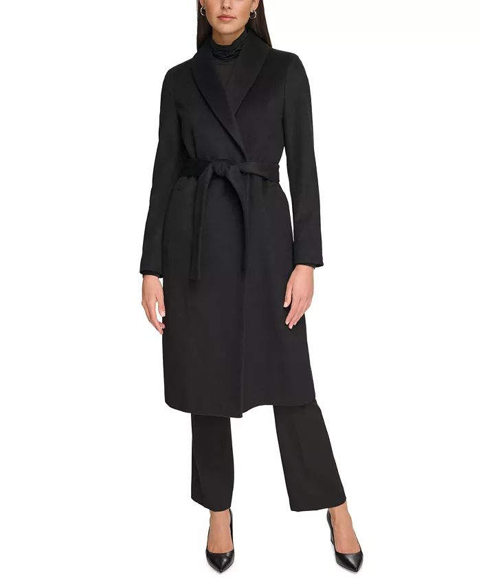 Women's Wool Blend Belted Wrap Coat | Macy's