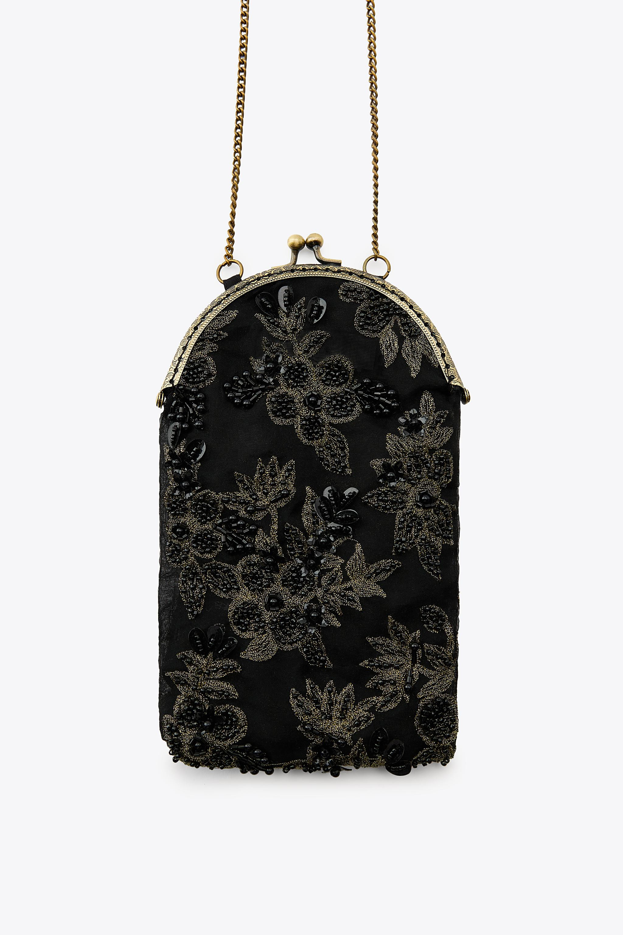 EMBROIDERED FLORAL BEADED BAG | Zara UK