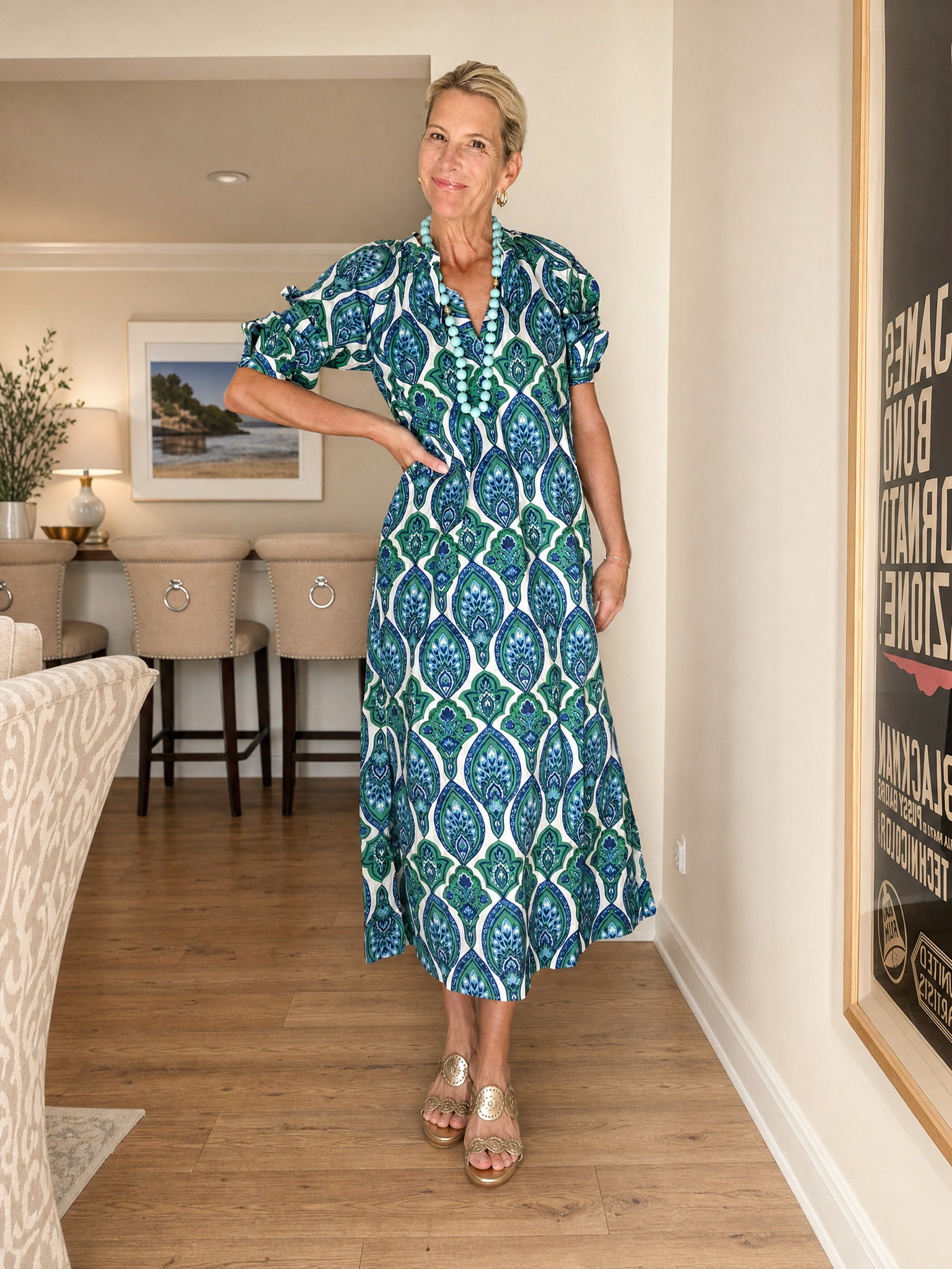 This blue and green printed midi dress is a vacation-ready favorite. The vibrant print, flattering silhouette, and statement sleeves make it perfect for resort dinners, brunches, showers, and warm-weather events.

💡 LTK MADE EASY

❤️ Heart = Support my posts
🔖 Save = Get sale & restock alerts
📋 Lists = Keep favorites organized
📲 Share = Send to yourself for later
💬 Comment = Ask me anything 

 #LTKootd #LTKSeasonal #LTKOver40