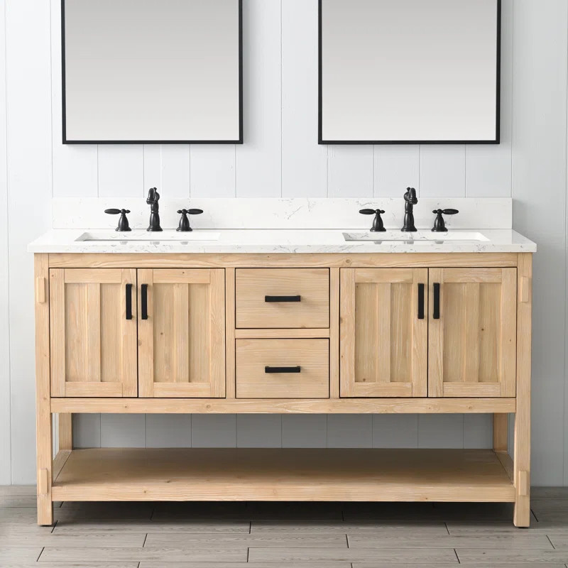 Marissa 60'' Double Bathroom Vanity with Quartz Top | Wayfair North America