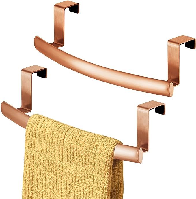 mDesign Steel Over Cabinet Curved Towel Rack Storage Organizer, Hang on Cabinet or Door, Towel Ba... | Amazon (US)