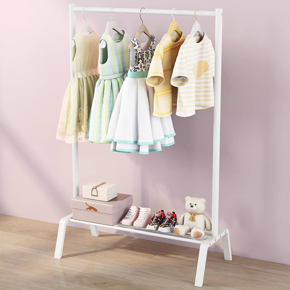 Kids Clothing Rack, Metal Dress Up Storage, Kids Costume Rack with Storage Shelf, Toddler Clothin... | Amazon (US)